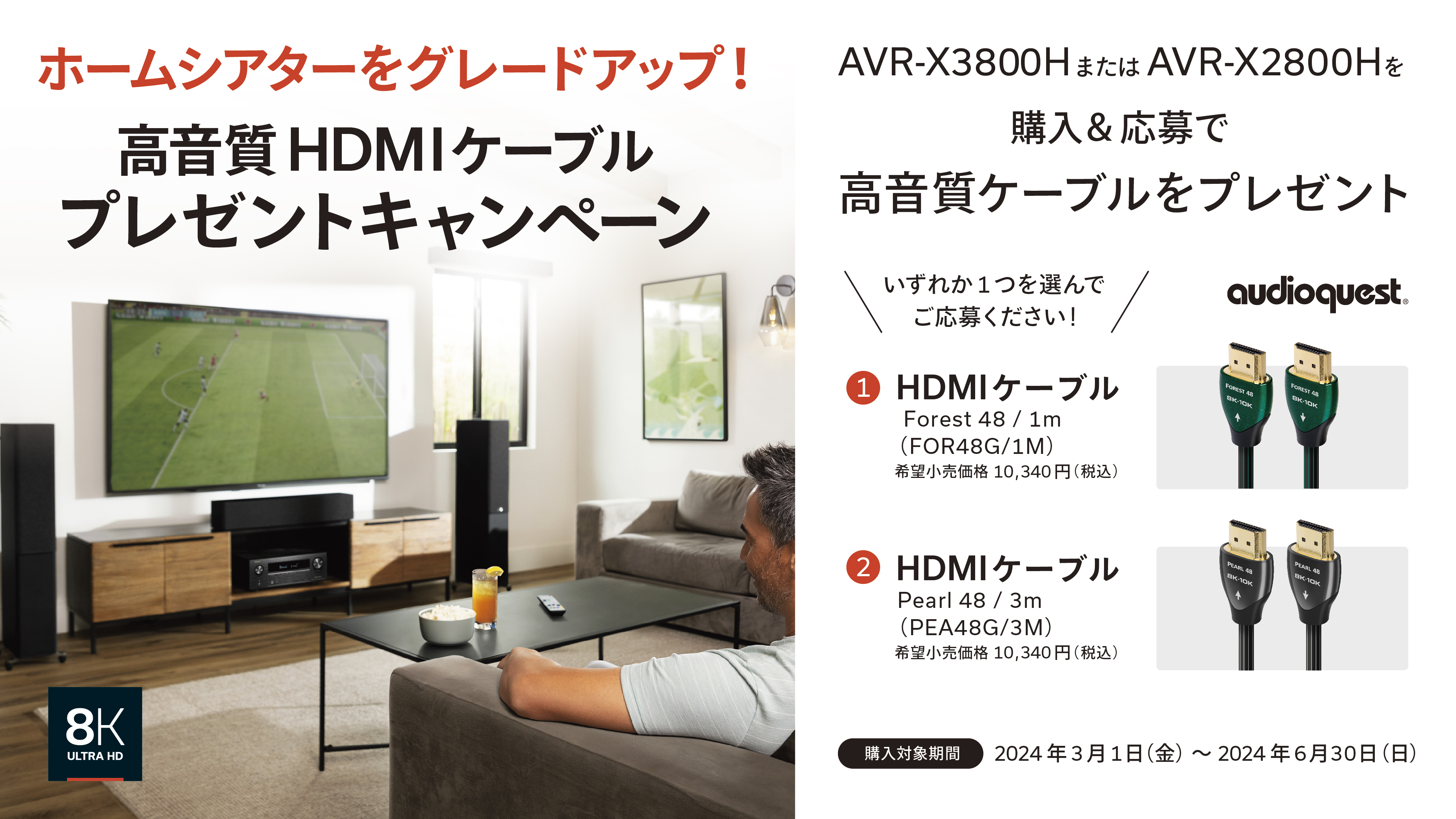 ホームシアターをグレードアップ！高音質HDMIケーブルプレゼントキャンペーン